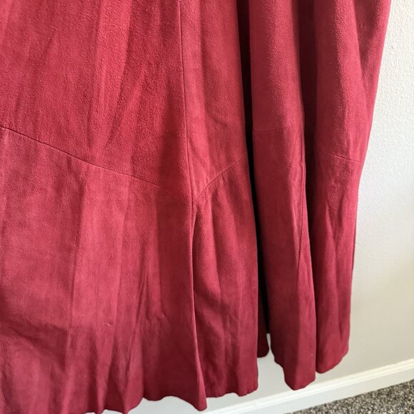 VTG Suede Maxi Dress Size 8 Medium Boho Western A&F Cowgirl Genuine Leather Red - Picture 10 of 13